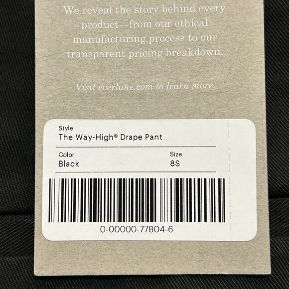 Everlane Way High Drape Pant Wide Leg Hi-Rise Black Women's 8S Inseam 29 NWT - Picture 13 of 13